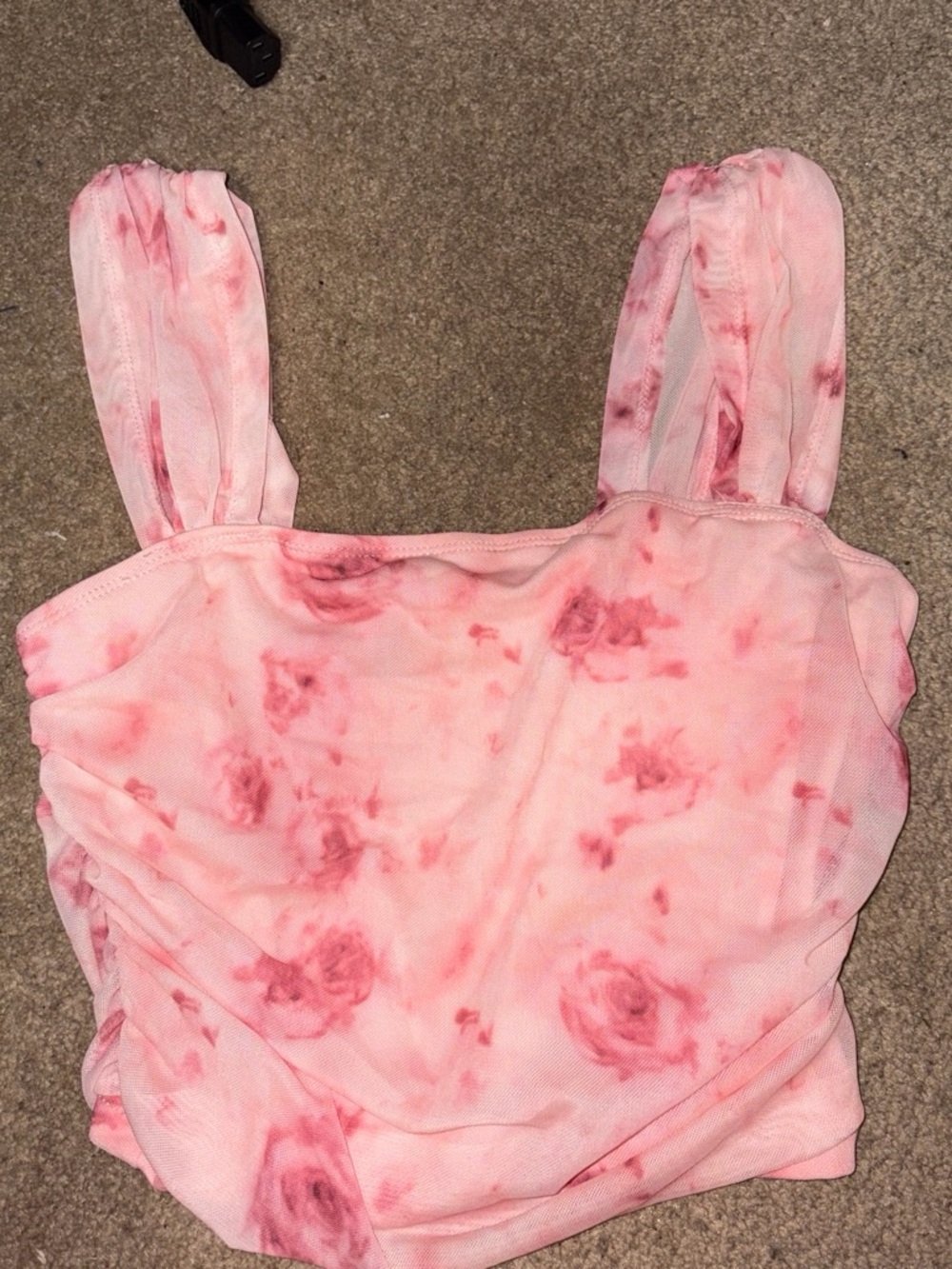 SHEIN Pink Floral Square-Neck Camisole